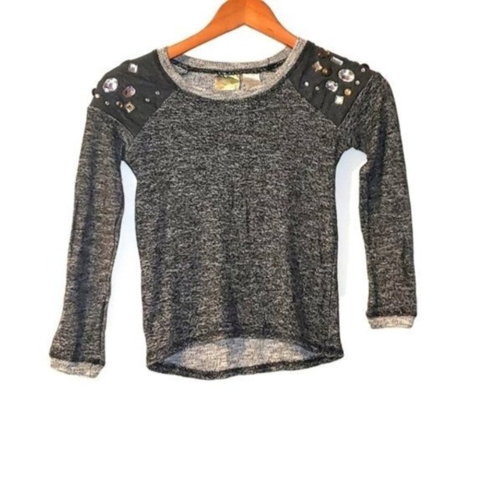 Kyut Girls S Small Long Sleeve Knit‎ Tee Top Heathe